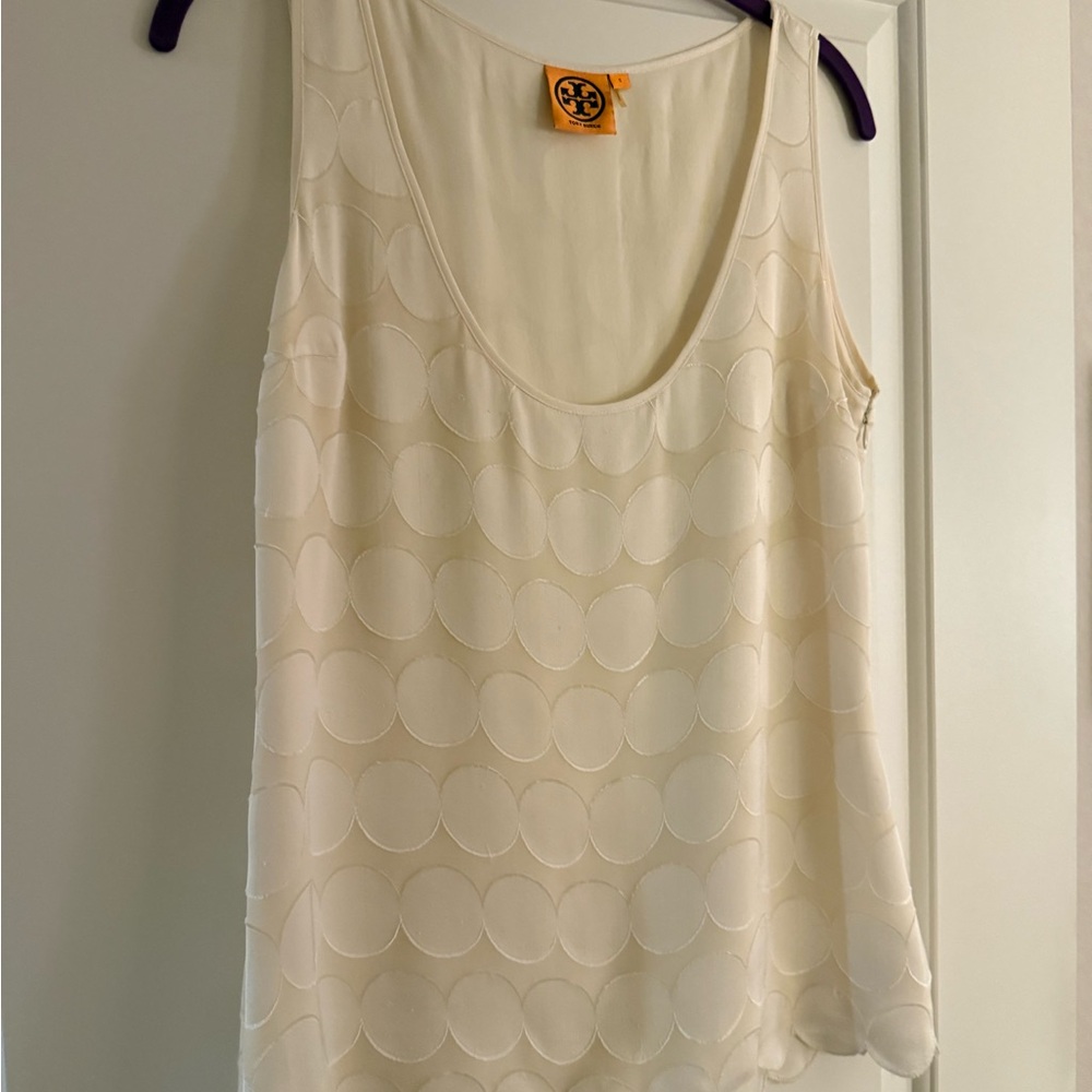 Gorgeous Tory Burch Cream Silk Blouse With Overlay! Good Condition!